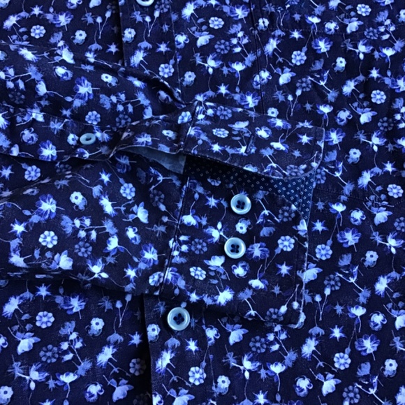 Paul & Shark black with purple flowers  cotton shirt Sz 16.5 made in Italy 🇮🇹 - Picture 10 of 10